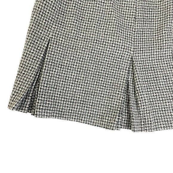Ann Taylor Womens Pencil Skirt Gray Houndstooth Dual Kick Pleats Wool Tweed 2 - Picture 3 of 6
